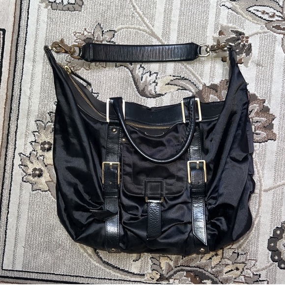 Botkier Black Nylon Shoulder Duffle Bag w/ Leather Detail - Picture 2 of 10